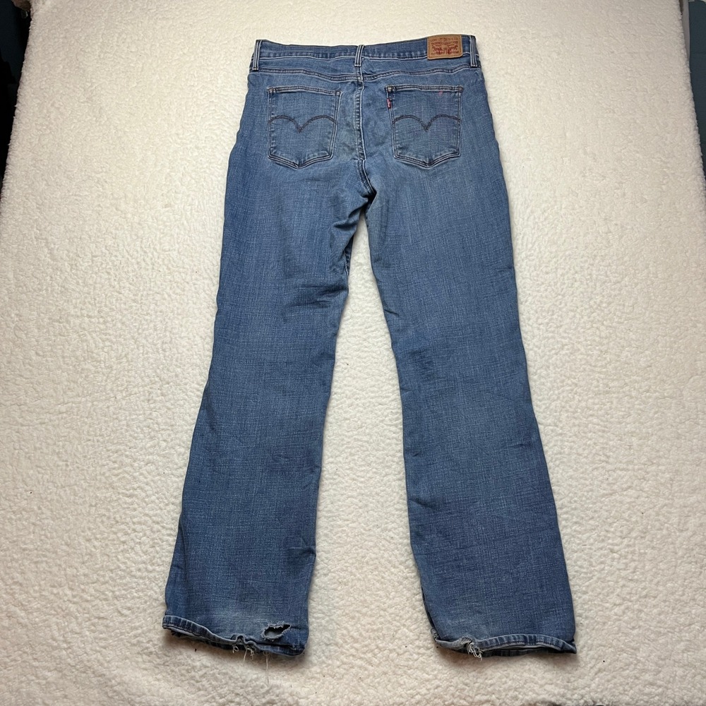 Levi's Slimming Bootcut Jeans Womens 32 Blue Denim - Paint Stains - Picture 11 of 13